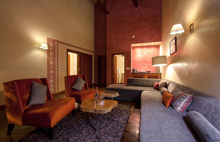 View of the lounge in The River View Suite at The Royal Senchi Hotel & Resort, Ghana