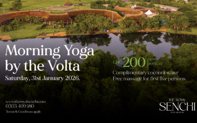 Practicing yoga by the Volta at The Royal Senchi, a lesson in presence